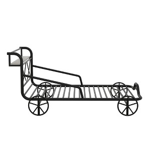Twin Size Metal Bed With 4 Wheels And Guardrails Car-shaped Platform Bed Frame With X-Shaped Frame Shelf For Bedroom - 1 of 4