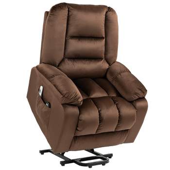 HOMCOM Power Lift Chair, Fabric Vibration Massage Recliner Chair with Heat, Remote Control, and Side Pockets