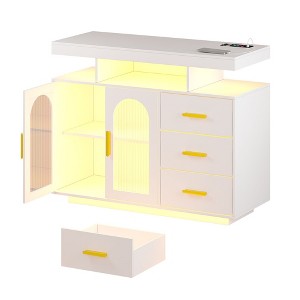 Buffet Cabinet with Wireless Charging Station and Human Body Sensor Function - 1 of 4