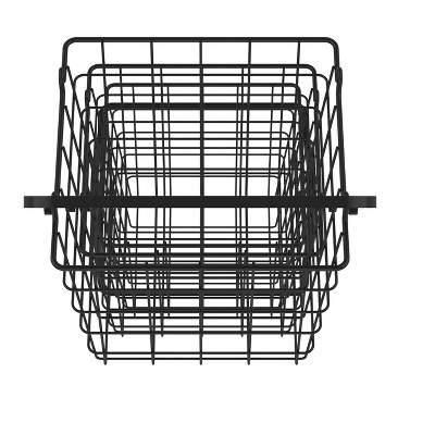 Black Metal 3-Tier Stackable Wire Storage Basket Stand