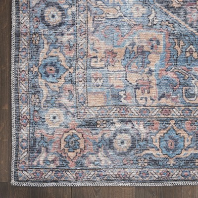 Light Blue Multi Floral Cotton Chenille Runner Rug 2' x 6'