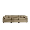 Mid-Century Modern Sofa 3-Seater Sectional Sofa with 2 Arm Pillows and 3 Throw Pillows, Light Beige Corduroy Fabric - 4 of 4