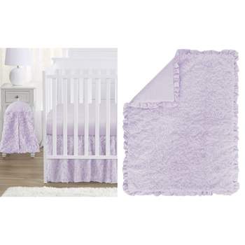 Sweet Jojo Designs Girl Baby Crib Bedding Set - Rose Collection Lavender Purple 4pc