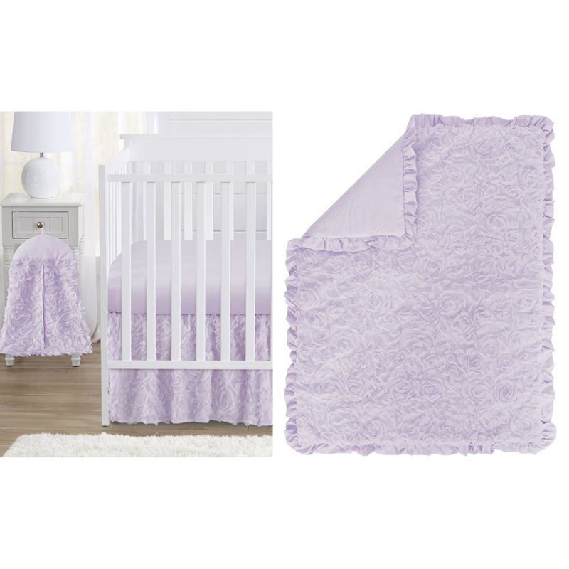 Sweet Jojo Designs Girl Baby Crib Bedding Set - Rose Collection Lavender Purple 4pc, 1 of 8