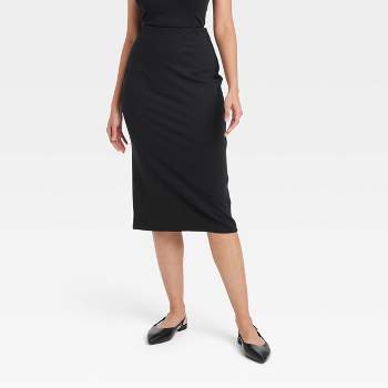 Assets By Spanx Women's Ponte Side Slit Skirt - Black M : Target