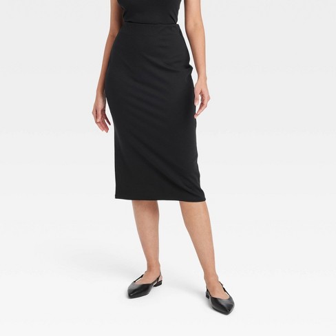 Women's Midi A-Line Slip Skirt - A New Day™ Black XS