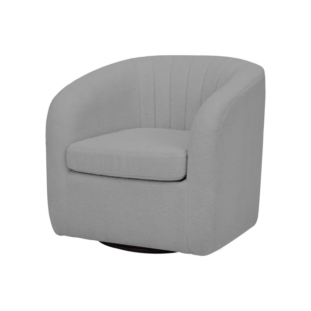 Photos - Coffee Table 28.75" Monroe Faux Shearing Swivel Tub Chair Gray - Teamson Home: Mid-Cent