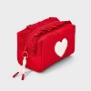 Girls' Ruffled Heart Patch Cosmetic Pouch - art class™ Red/White - 2 of 4