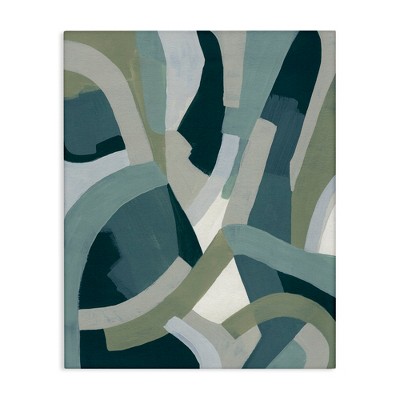 Stupell Industries Layered Curved Shapes Abstract Green Limestone Canvas Art