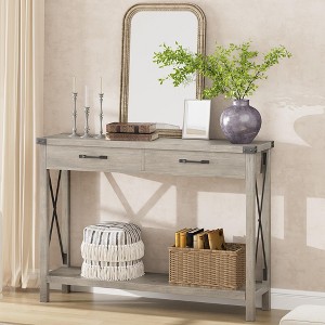Coolmee 31 inch Console Table with Drawers and Open Shelf, 2-Tier Narrow Sofa Table for Entryway, Living Room, Corridor - 1 of 4