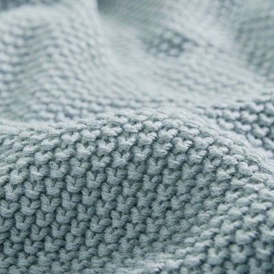 Full Size Light Blue Knitted Acrylic Blanket