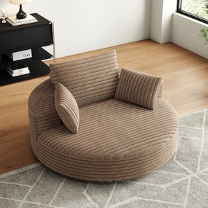 360° Swivel Chaise Lounge Lazy Accent Chair Cozy Sleeper Sofa Single Swivel Chair, Beige/Brown/Green/Black/Gray-ModernLuxe - 1 of 4