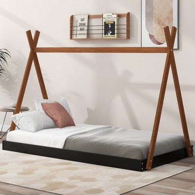 Twin Size Tent Floor Bed with Triangle Structure