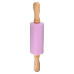 Unique Bargains Silicone Smooth Wooden Handle Non-Stick Kitchen Rolling Pin - 1 of 4