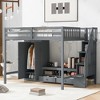 Whisen Modern Design Full Size Loft Bed with Wardrobe,Table and Storage Staircase - 2 of 4