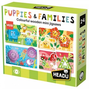 Headu Colourful Wooden Mini Jigsaws – Babies & Families, Includes 8 Shapes and 4 Puzzles, Ages 2-4 - 1 of 1