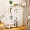 SKONYON 4-Tier Foldable Metal Shelving Unit with Wheels - White - 3 of 4