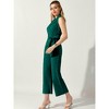 Allegra K Women's Elegant Office Work Sleeveless Wide Belted Leg Jumpsuit Romper - 3 of 4