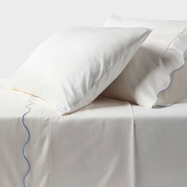 Full 400 Thread Count Performance Sheet Set Blue Scalloped Hem - Threshold™