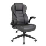 Executive High Back Leatherplus Flip Armchair Black - Boss Office Products