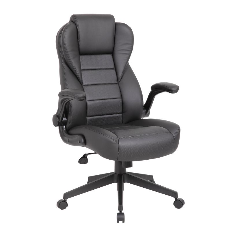 Executive High Back Leatherplus Flip Armchair Black - Boss Office Products, 1 of 10