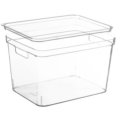 Basicwise Large Set of 3 Clear Storage Container with Lid For Kitchen Pantry Cabinet & Fridge For Organizing, Durable Bin For Home or Office Use — фото 6