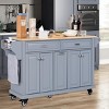 Wood Top Kitchen Island Cart with Wheels, Drawers, Spice Rack, Rolling Storage Cabinet for Kitchen or Dining-The Pop Home - 3 of 4