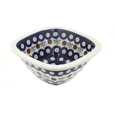 Blue Rose Polish Pottery Nature Small Square Bowl