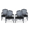 Set of 4 Andrea French Country Wood & Cane Upholstered Dining Armchairs - Christopher Knight Home: Kitchen Seating - 2 of 4
