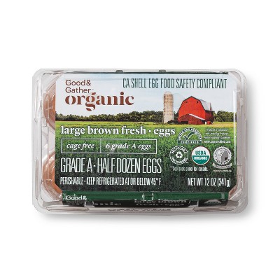 Organic Cage-Free Grade A Large Brown Eggs - 6ct - Good & Gather™