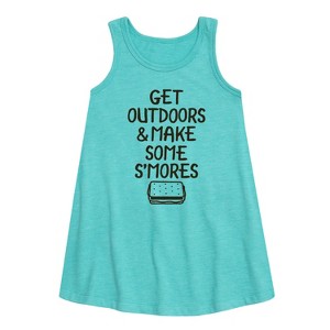 Girls' - Instant Message - Get Outdoors & Make S'mores Graphic Sleeveless Aline Dress - 1 of 4
