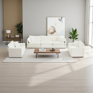 3-Piece Chenille Sofa Set with Round Arms - 1 of 4