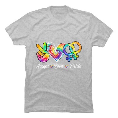 Adult Design By Humans Accept Love Tie-Dye Rainbow Pride By Marilynart T-Shirt