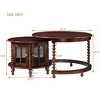 Vintage Round Nesting Coffee Table with Storage,  Retro Wood Center Table with Glass Doors, Walnut - 3 of 4