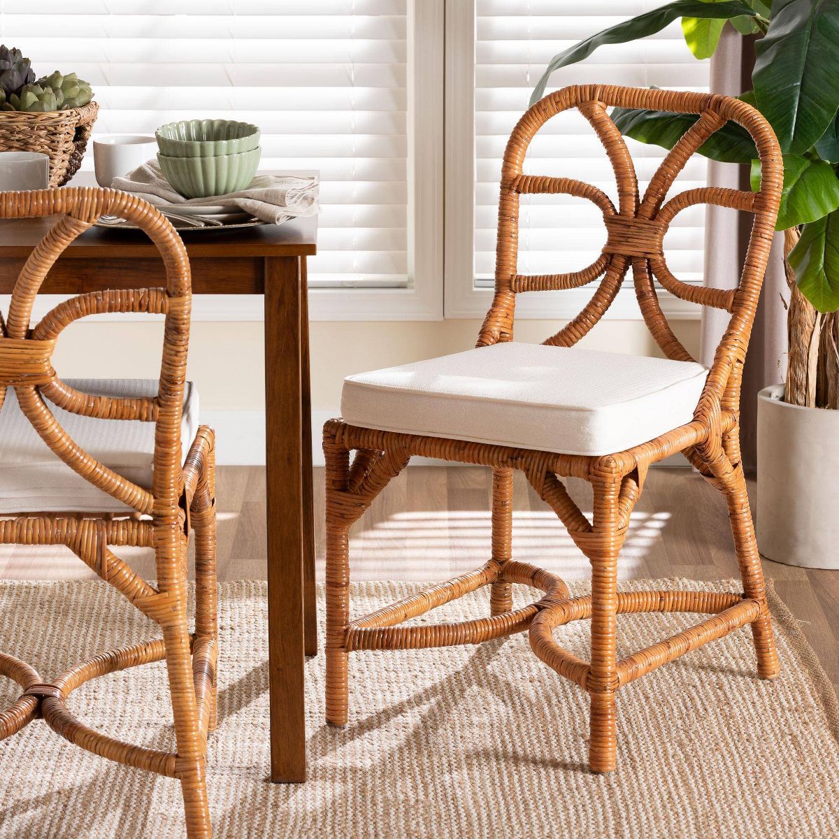 bali & pari Alondra Natural Rattan Side Chair Dining Chair Light Honey - thumbnail 6