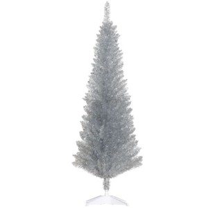 TopComfy Christmas Tree Stands Artificial Christmas Tree Festive Pencil Christmas Tree Cozy Snowy Decor for Living Room, Silver, 34.67"*3.94"*4.73" - 1 of 4