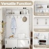 LIVAREEmlen Hall Tree with Top Shelf and Storage Bench,Sliding Doors, Coat Rack with 5 Hanging Hooks for Entryways Hallways,White - 4 of 4