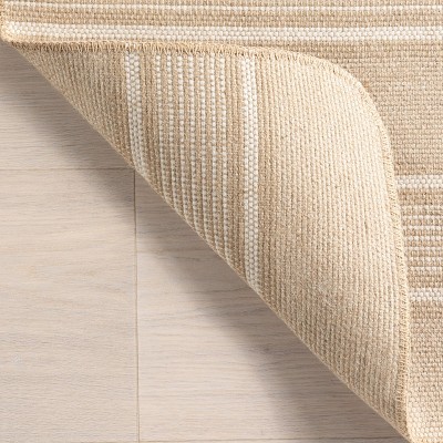 Anaya Natural Striped Cotton and Synthetic 6' x 9' Handmade Rug
