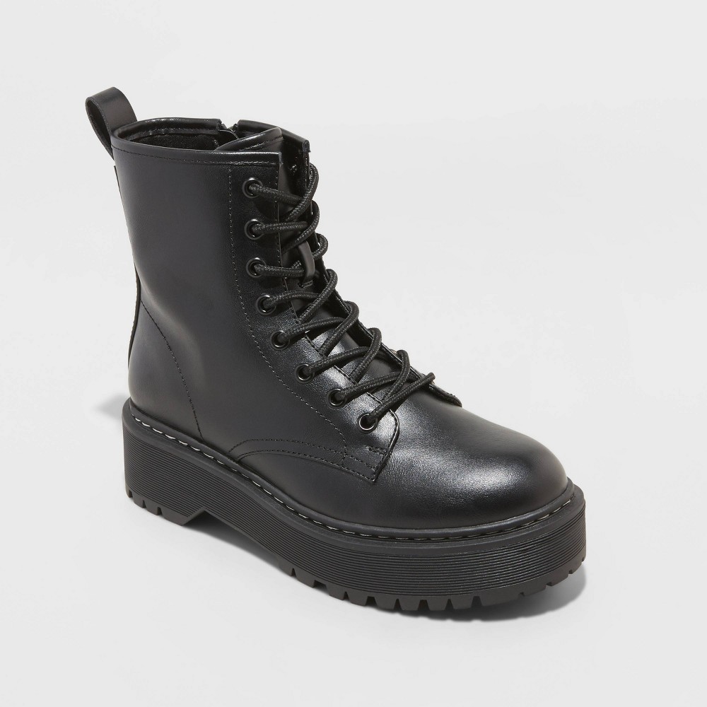 Women's Erin Combat Boots - A New Day Black 7.5