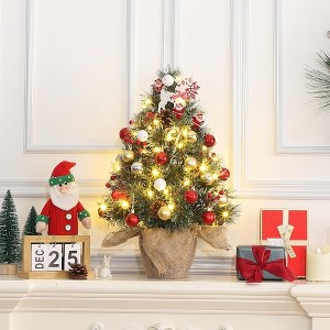 2/3FTTabletop Christmas Tree,Pre-lit Xmas Tree with Cloth Bag Base - 1 of 4
