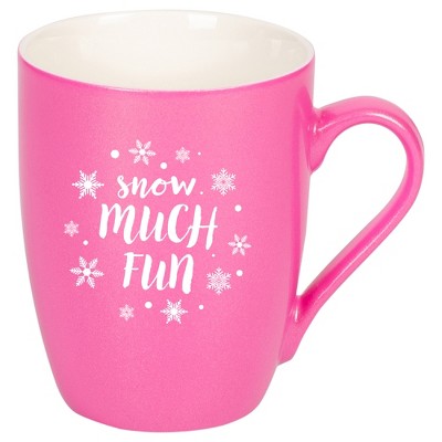 Elanze Designs Snow Much Fun Princess Pink 10 ounce New Bone China Coffee Cup Mug