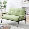 Lyngins Modern 2-Seat Sofa with Black Metal Frame, Green Striped Fabric Loveseat with Button Tufted Backrest, Couch for Living Room & Home Offices - 4 of 4