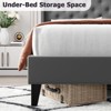 King Velvet Upholstered Platform Bed Frame with Wingback Tufted Headboard & Wood Slat Support, No Box Spring Needed - 4 of 4
