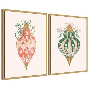 Kate & Laurel All Things Decor 2pc Sylvie Holiday Ornament Collection Framed Canvas Art Set by Jill Labieniec - 1 of 4