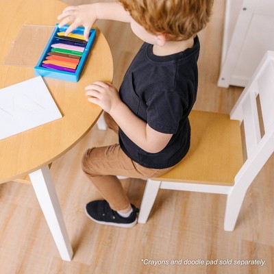 Light Wood and White Round Kids Table with Chairs Set