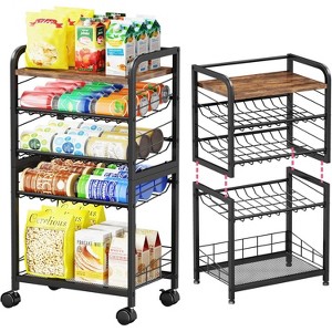Can Organizer for Pantry - Stackable Rolling Snack Cart, Multi-Functional Shelf with Adjustable Wheels - 1 of 4