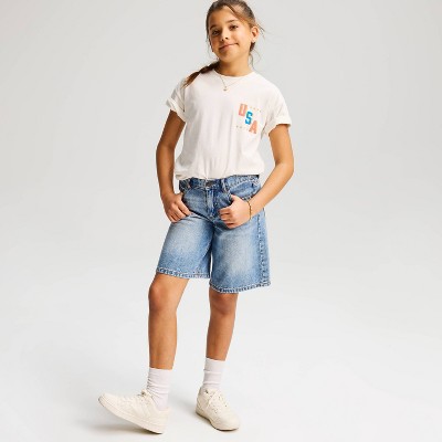 Cat & Jack Girls' 4th of July Oversized Short Sleeve 'USA' Graphic Jersey T-Shirt - Cat & Jack™ Cream L — фото 4