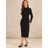 INSPIRE CHIC Women's Stand Collar Tie Belted Waist Split Hem Work Sheath Dress - 4 of 4