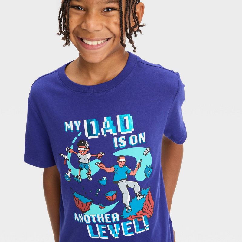 Boys' Short Sleeve 'My Dad is on Another Level' Graphic T-Shirt - Cat & Jack™ Dark Purple, 3 of 5