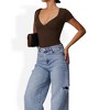 Anna-Kaci Women's Short Sleeve Sweetheart Neckline Bodysuit with Slim Fit and Stretch Fabric - 4 of 4